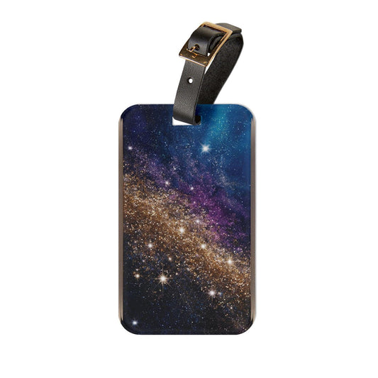 Celestial Glitterful Luggage Tag, Galaxy Travel Accessory, Personalized Travel Gift, Space-inspired Baggage Tag, Ideal for Adventurers — Save Your Nichols